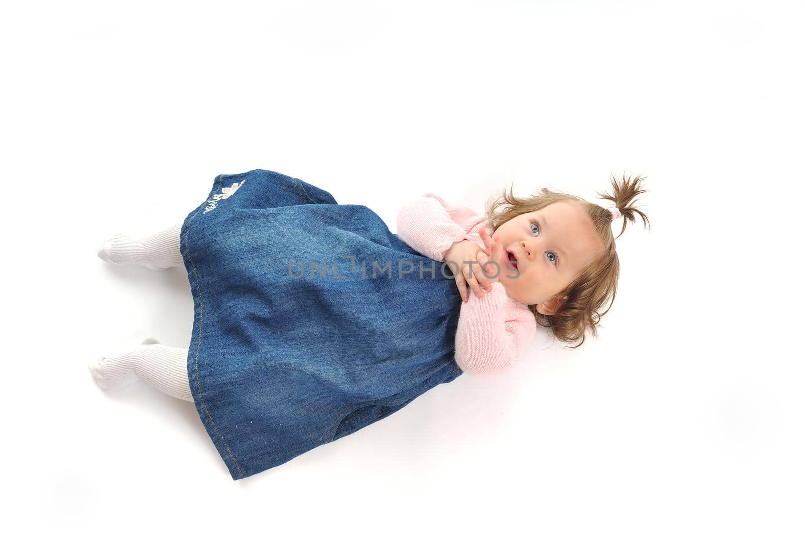 one happy  baby child isolated on white background