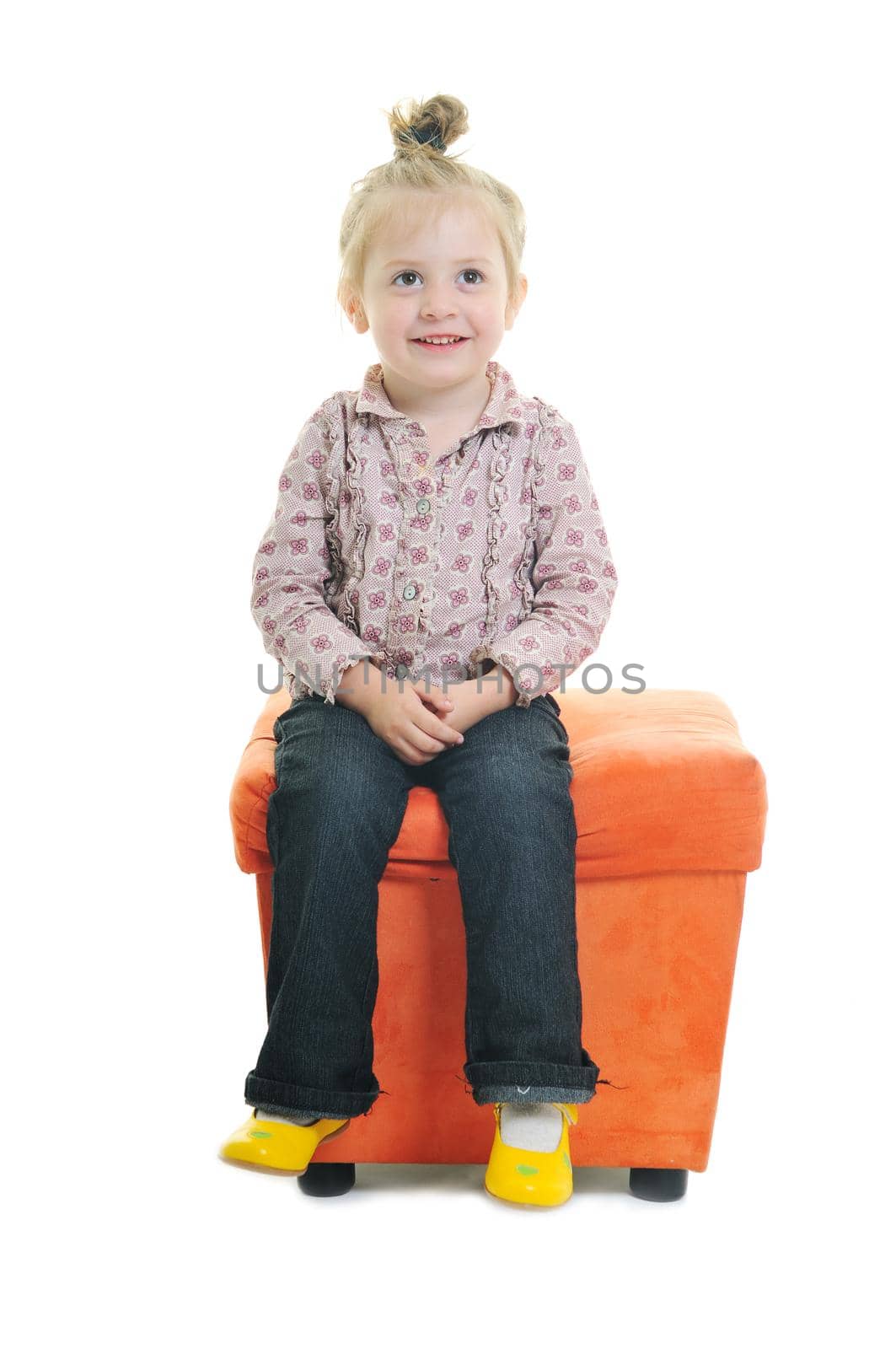 one happy   child isolated on white background