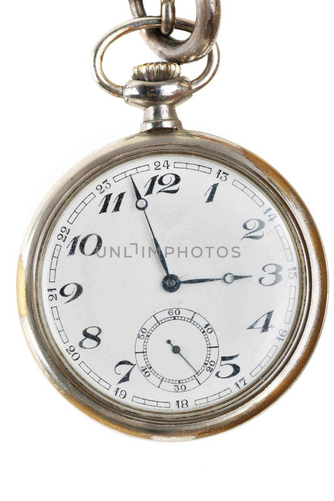 old retro pocket watch isolated on white