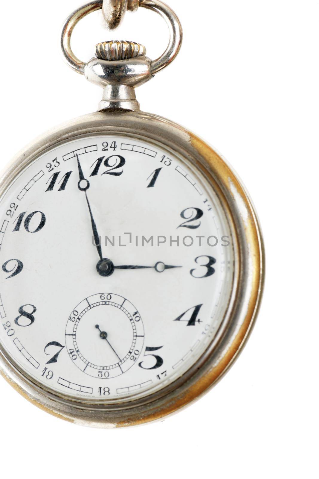 old retro pocket watch isolated on white