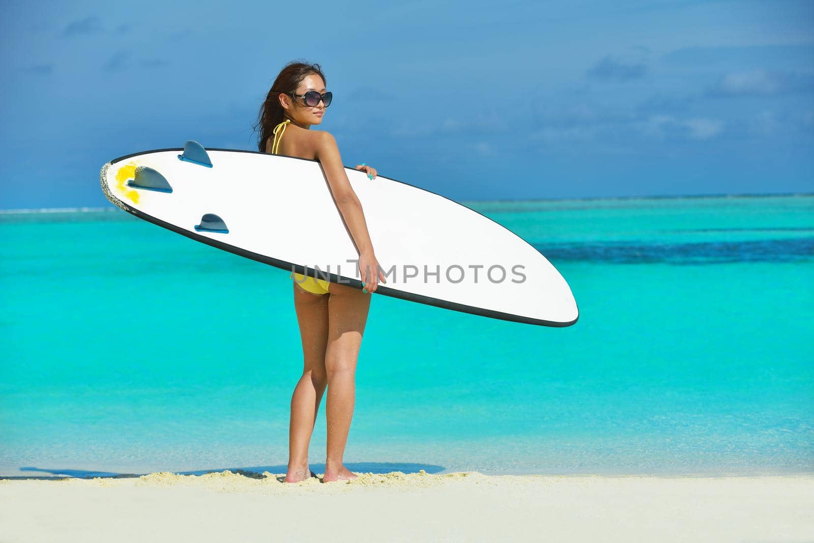 beautiful  woman relax on tropical  beach by dotshock