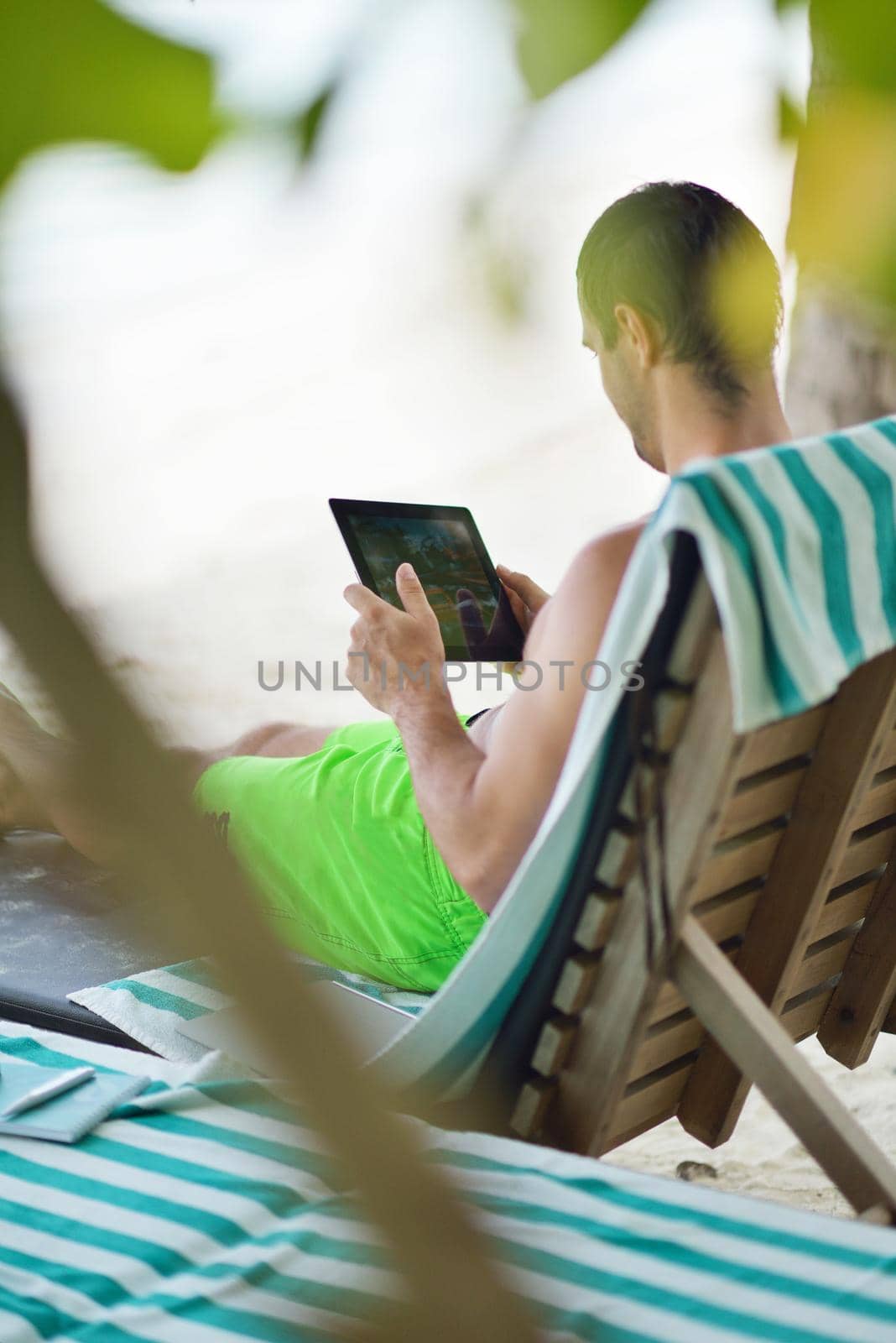 happy young  couple at summer vacation have fun and relax at beautiful sunny  day