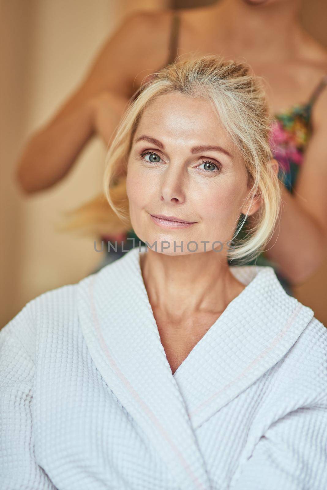 Beautiful middle aged caucasian woman at spa resort by friendsstock