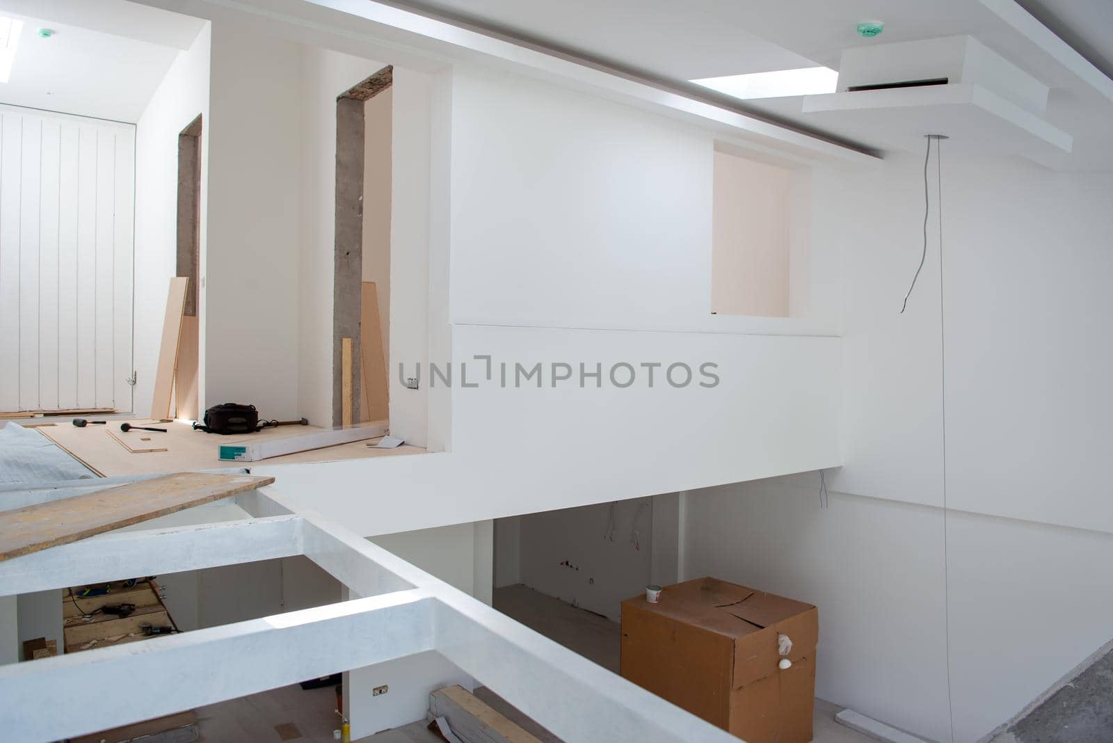 Interior of unfinished two level apartment by dotshock