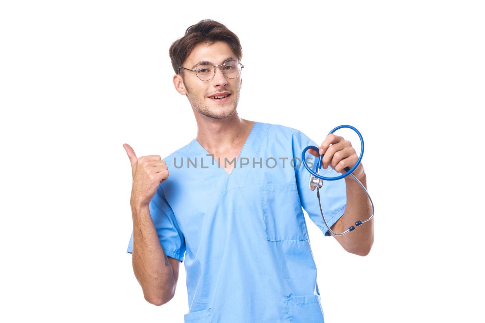 man in medical uniform patient treatment hospital medicine studio lifestyle by Vichizh