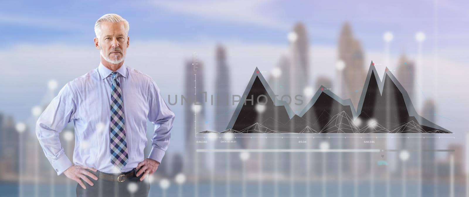 Senior businessman in front of the big city by dotshock