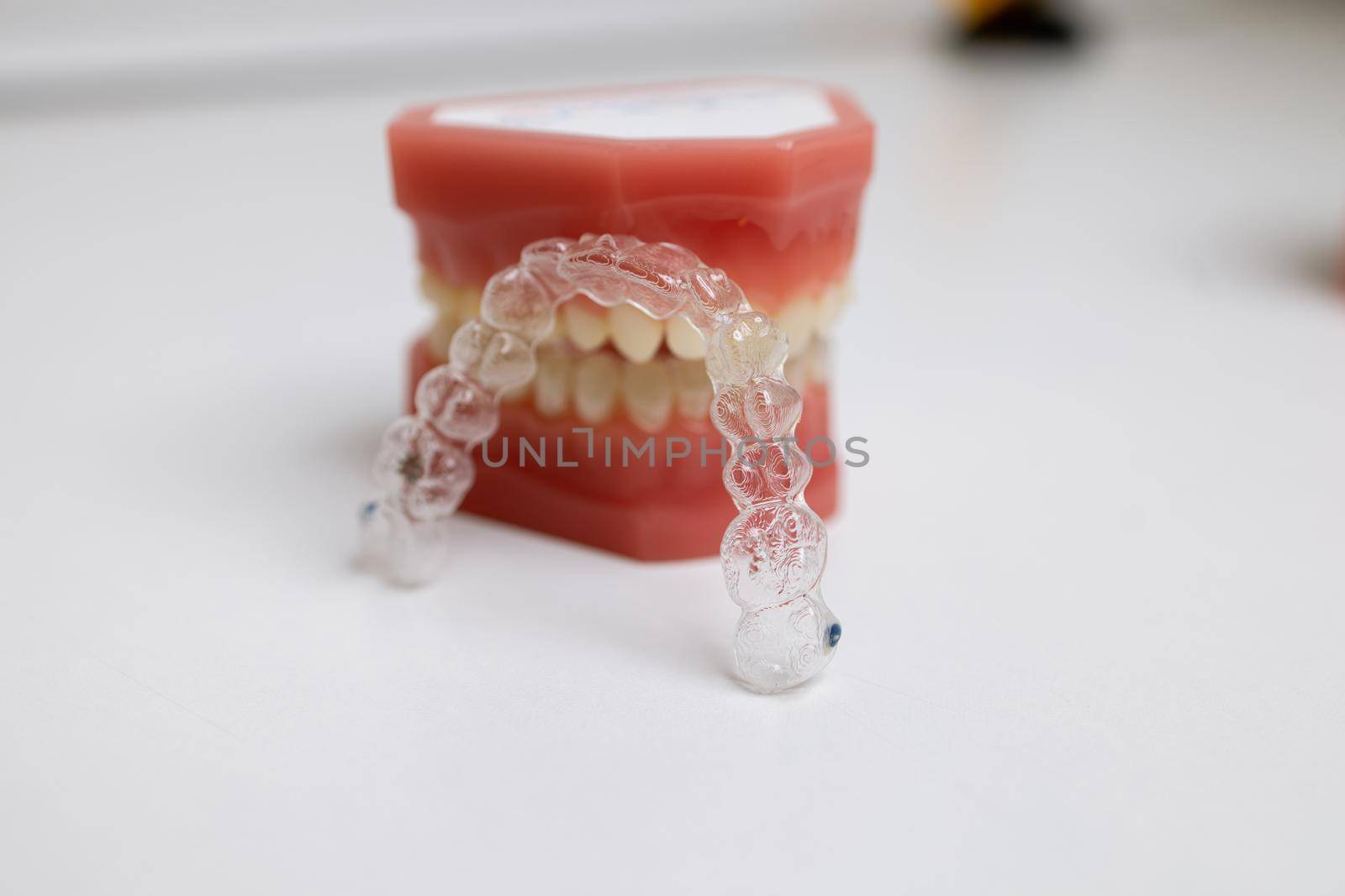 mouth guard and models of teeth on a jaw. High quality photo