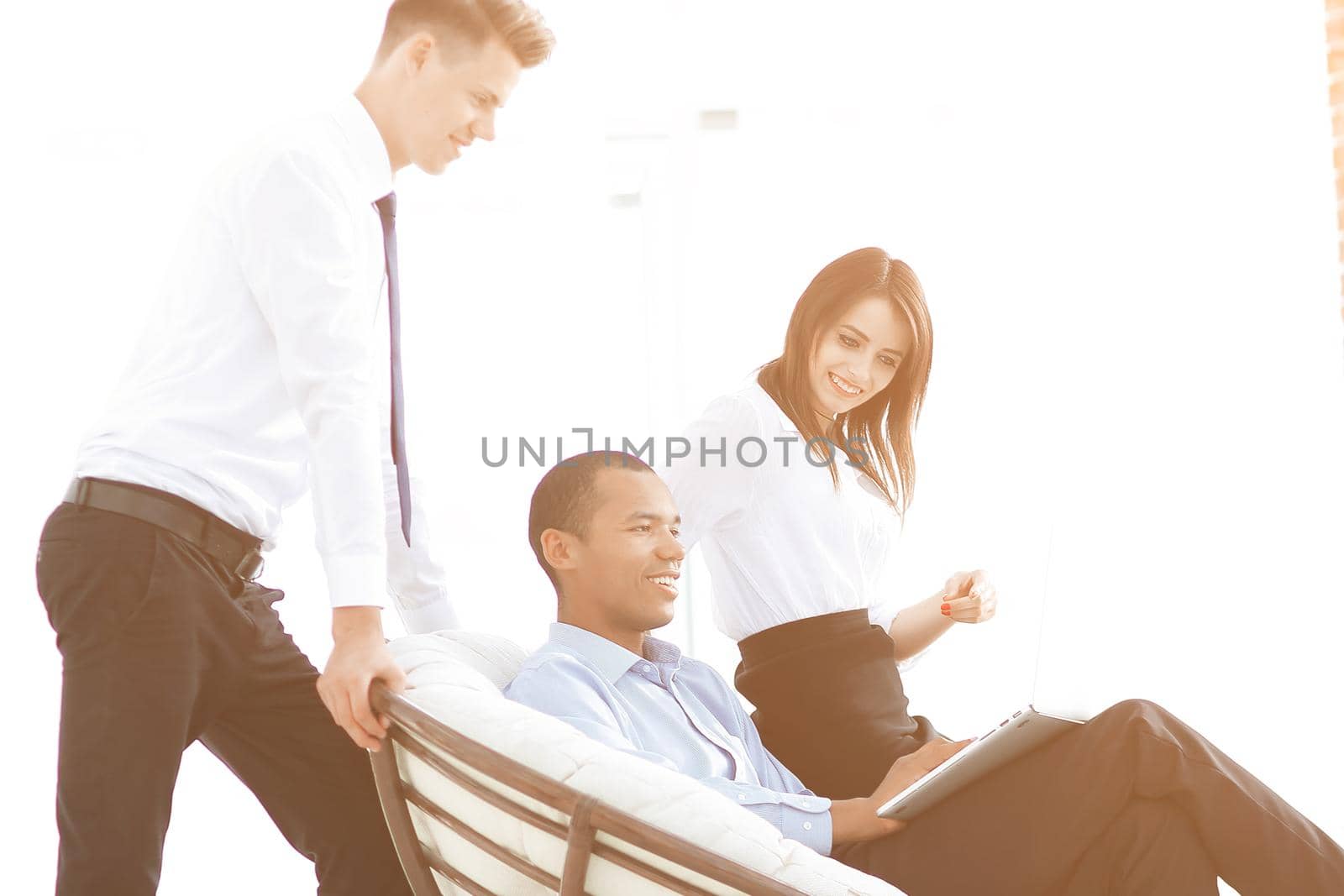regular customer and employees in a modern office.business concept