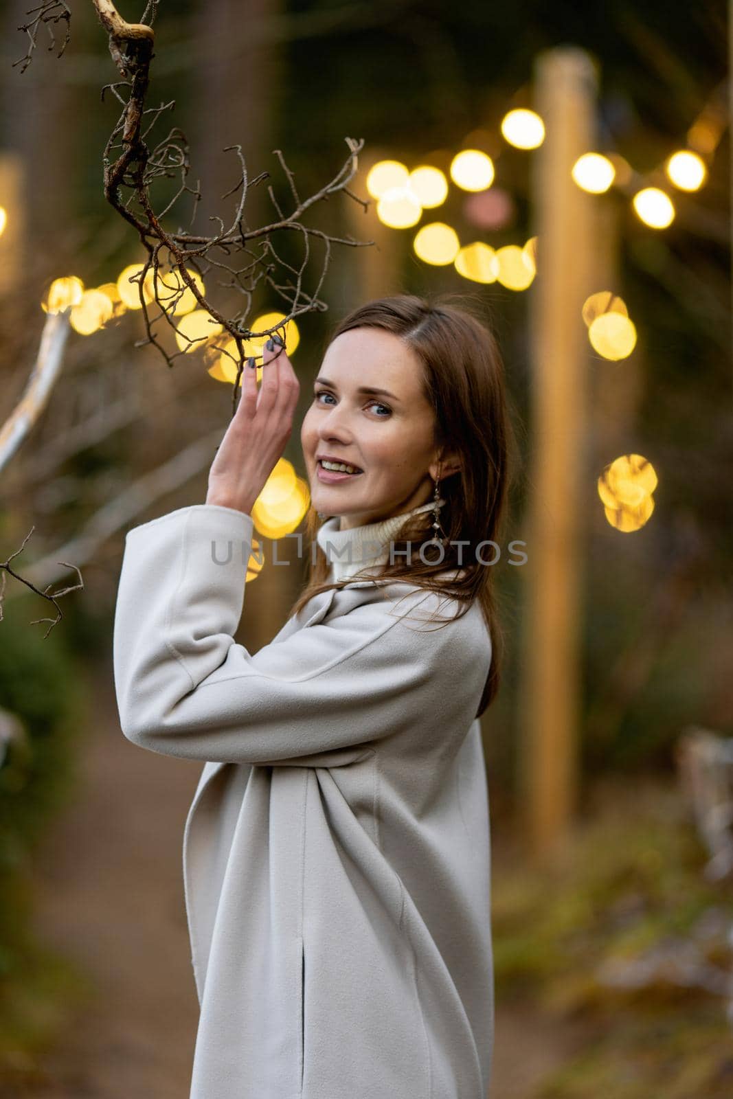 portrait of a beautiful woman on a frosty day. High quality photo