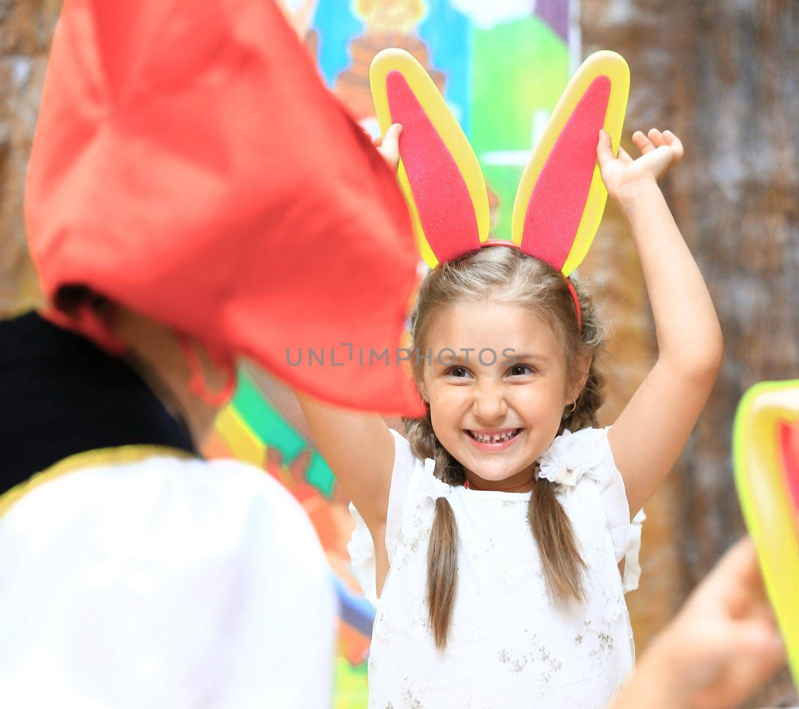 happy little girl at a children's party.holidays and events