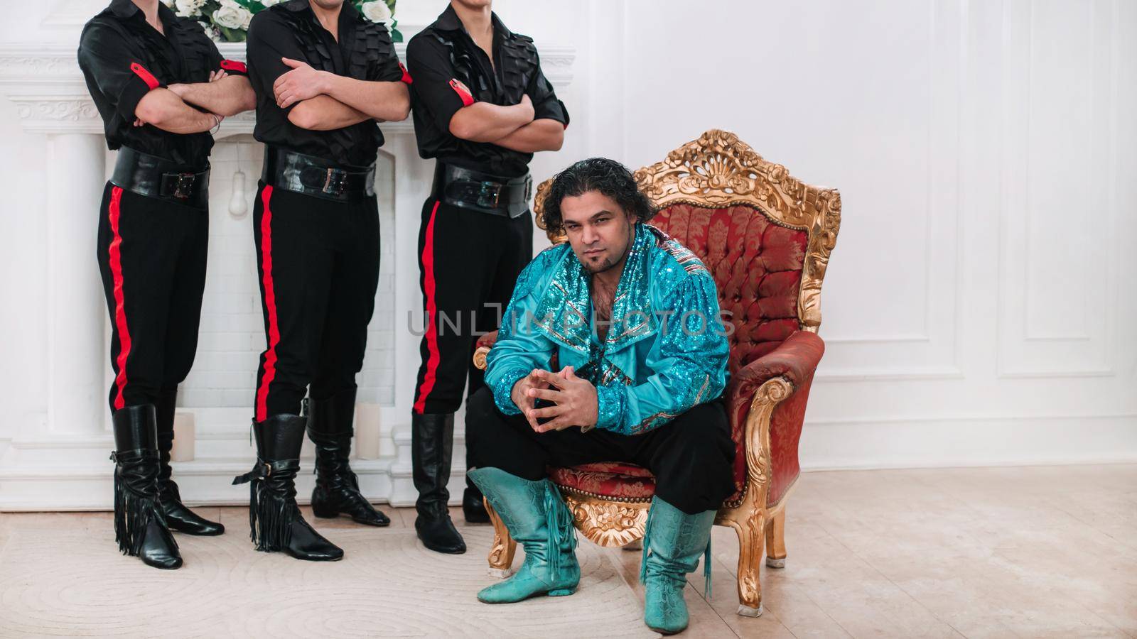 portrait of a group of male dancers in Gypsy costumes