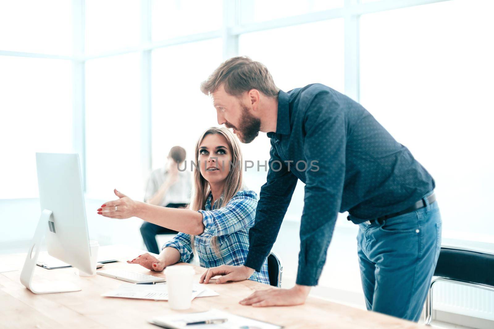employees work with documents in a modern office. photo with copy space