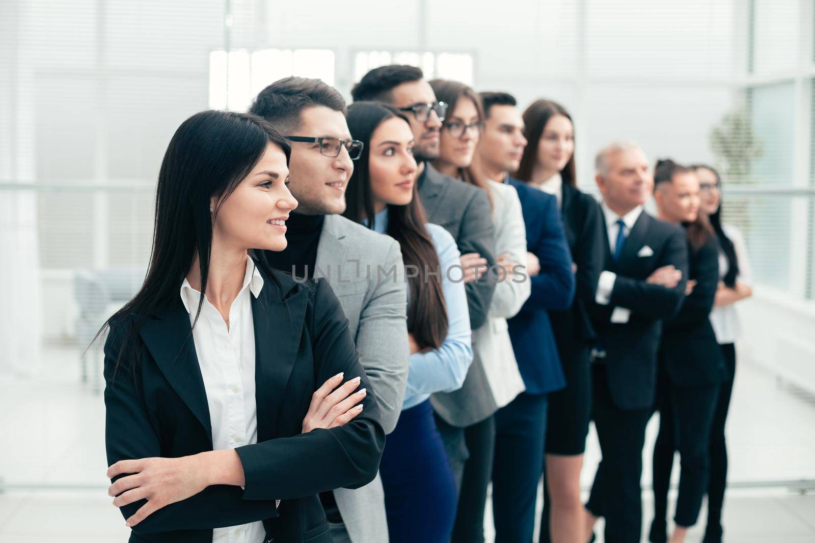 group of diverse business people standing together. the concept of teamwork