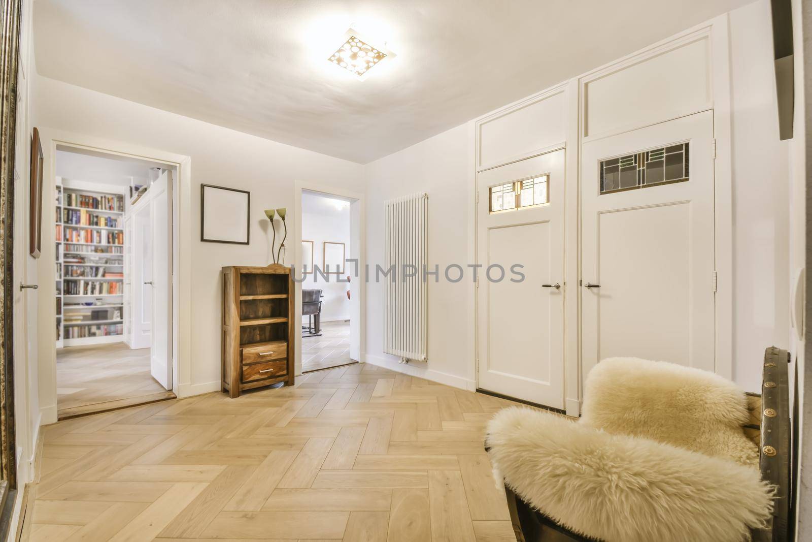 Cozy large hallway with doors to other rooms