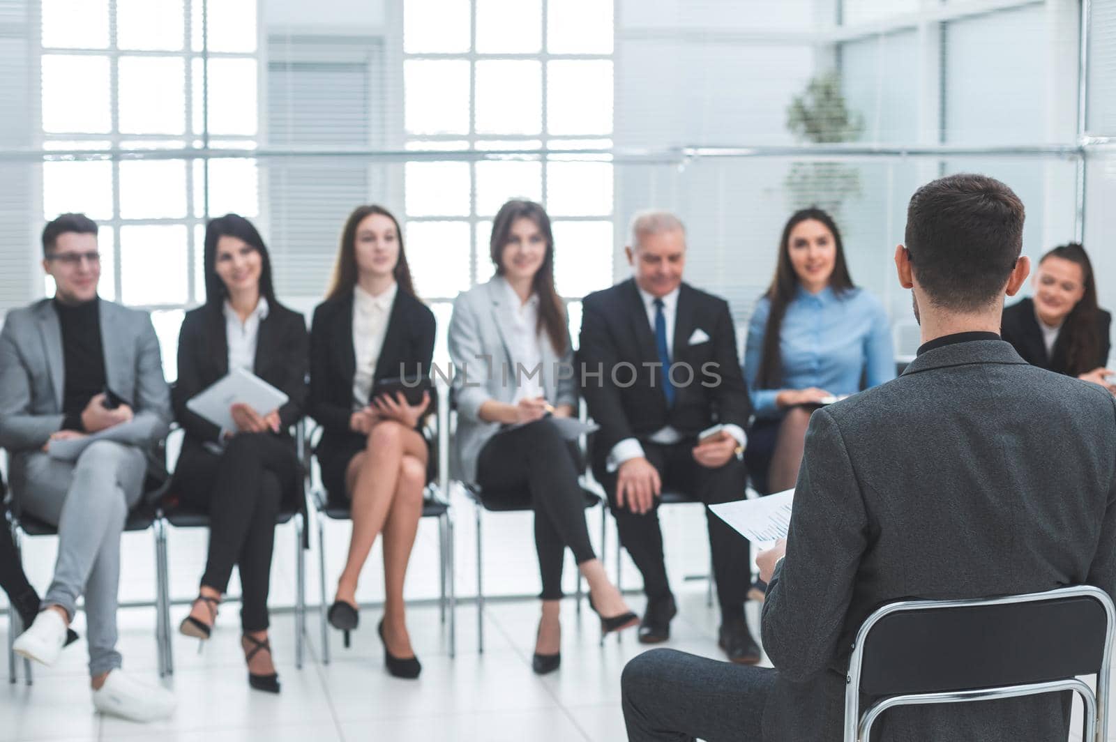businessman holds a working meeting with the business team. business and education