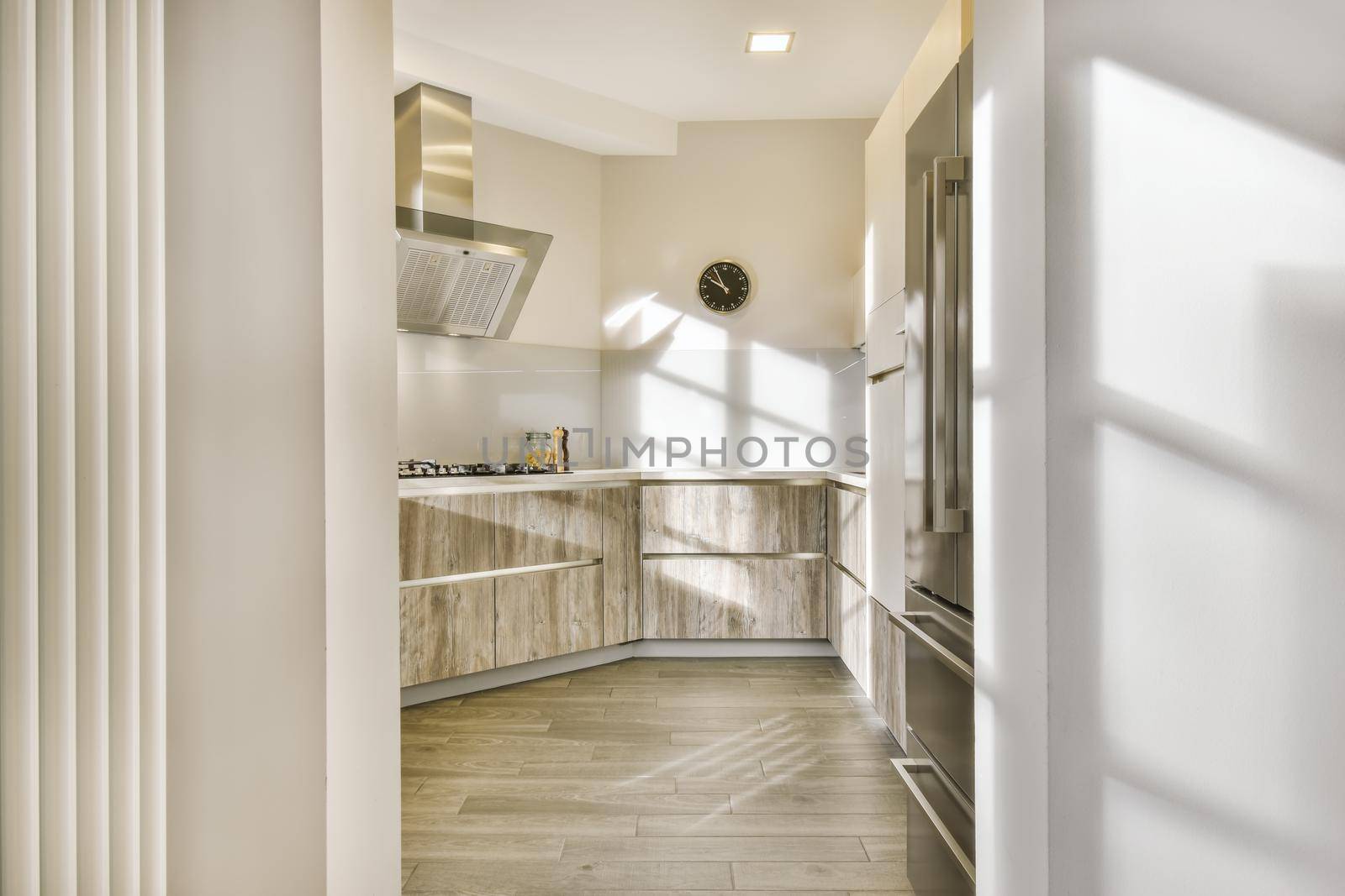 The interior of an elegant chic kitchen designed with taste