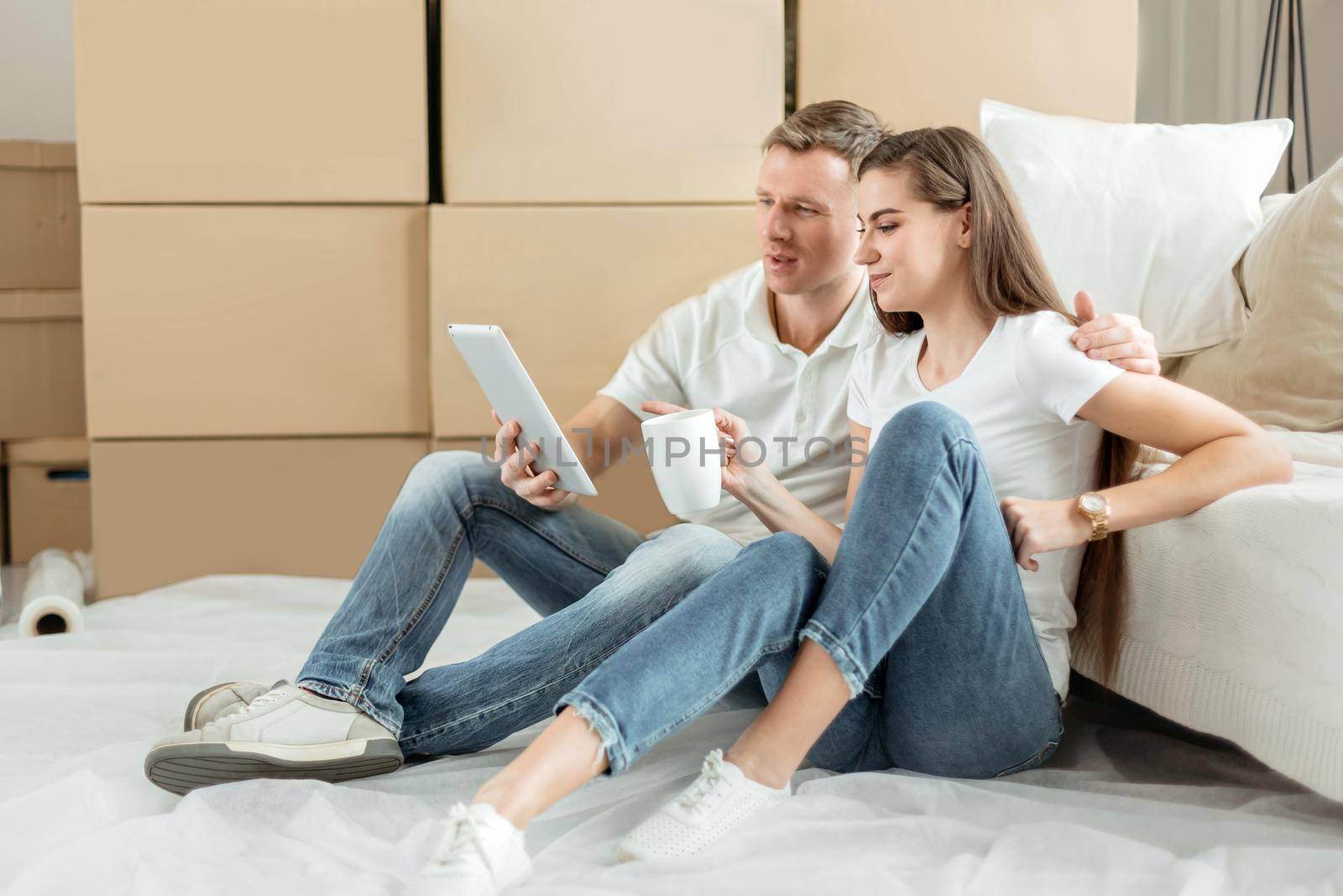 close up. young couple making orders in an online store