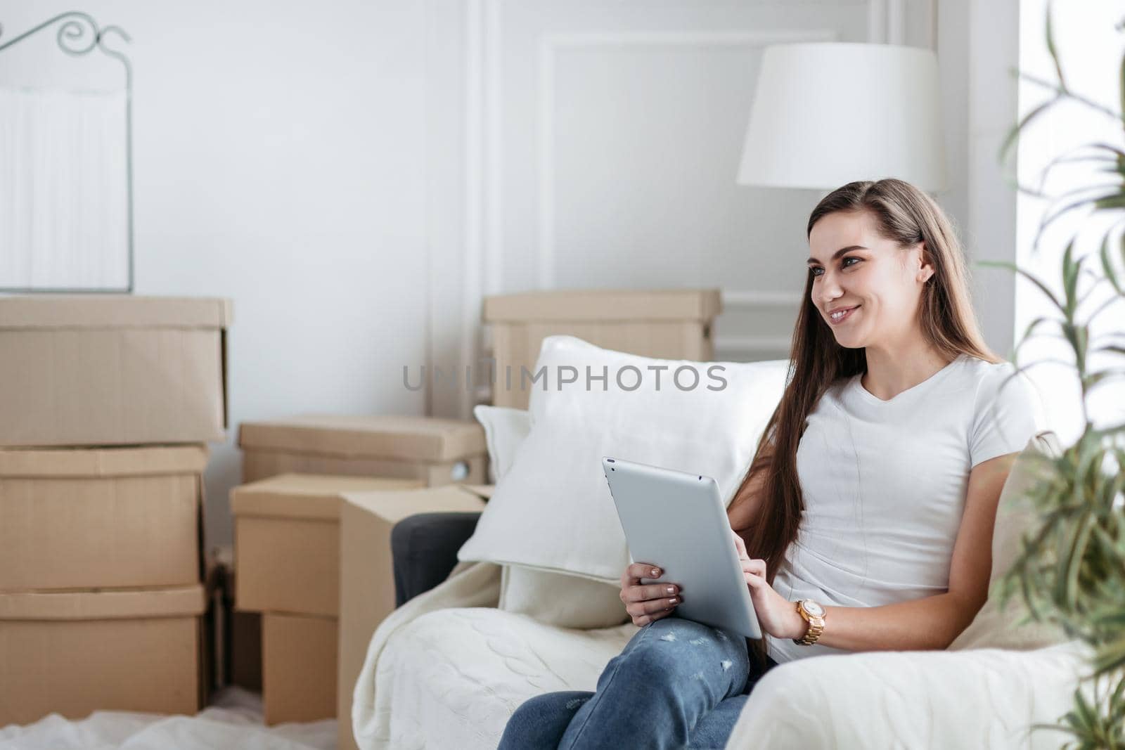 close up. young woman with digital tablet making online purchases