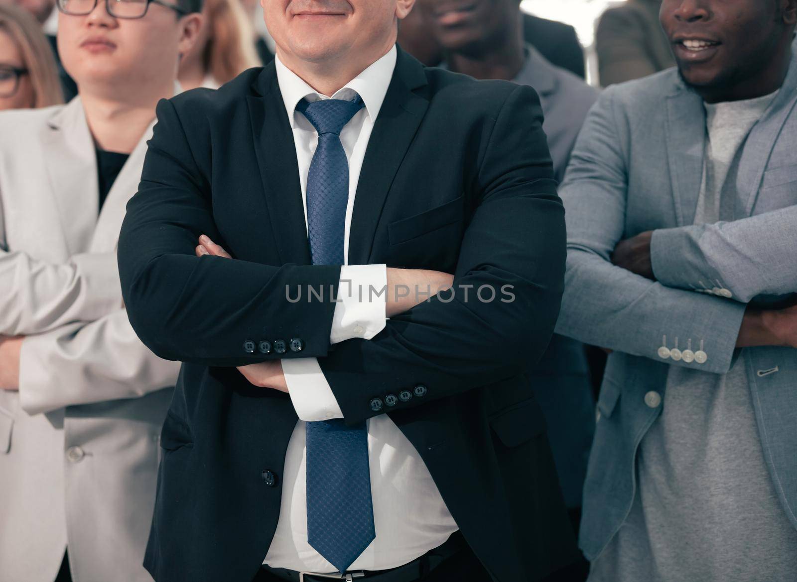 close up. group of business people standing in the office. the concept of teamwork