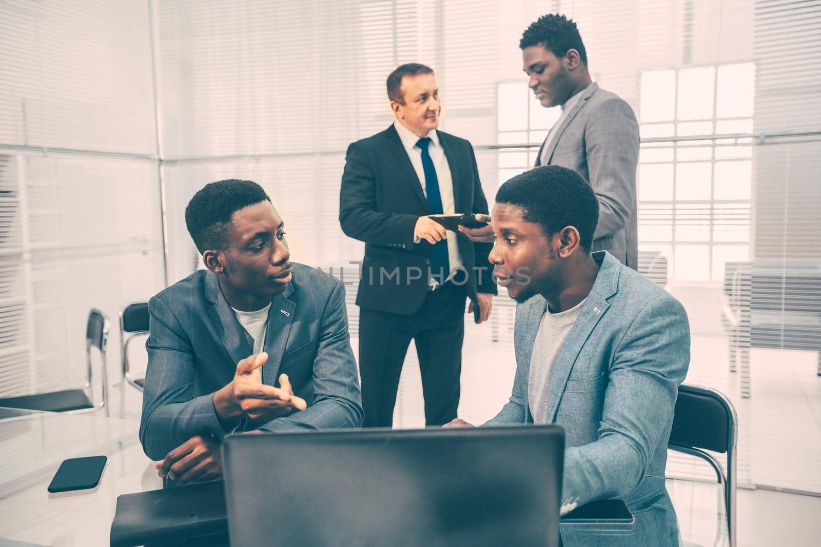 multinational business team works in the office. office workdays