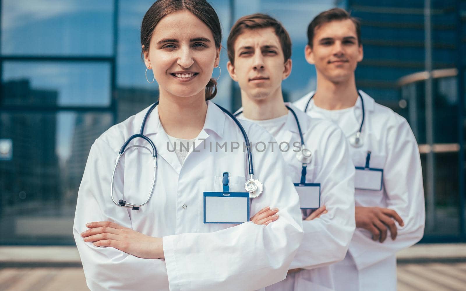 close up. a group of confident medical professionals standing in a row. concept of health protection.