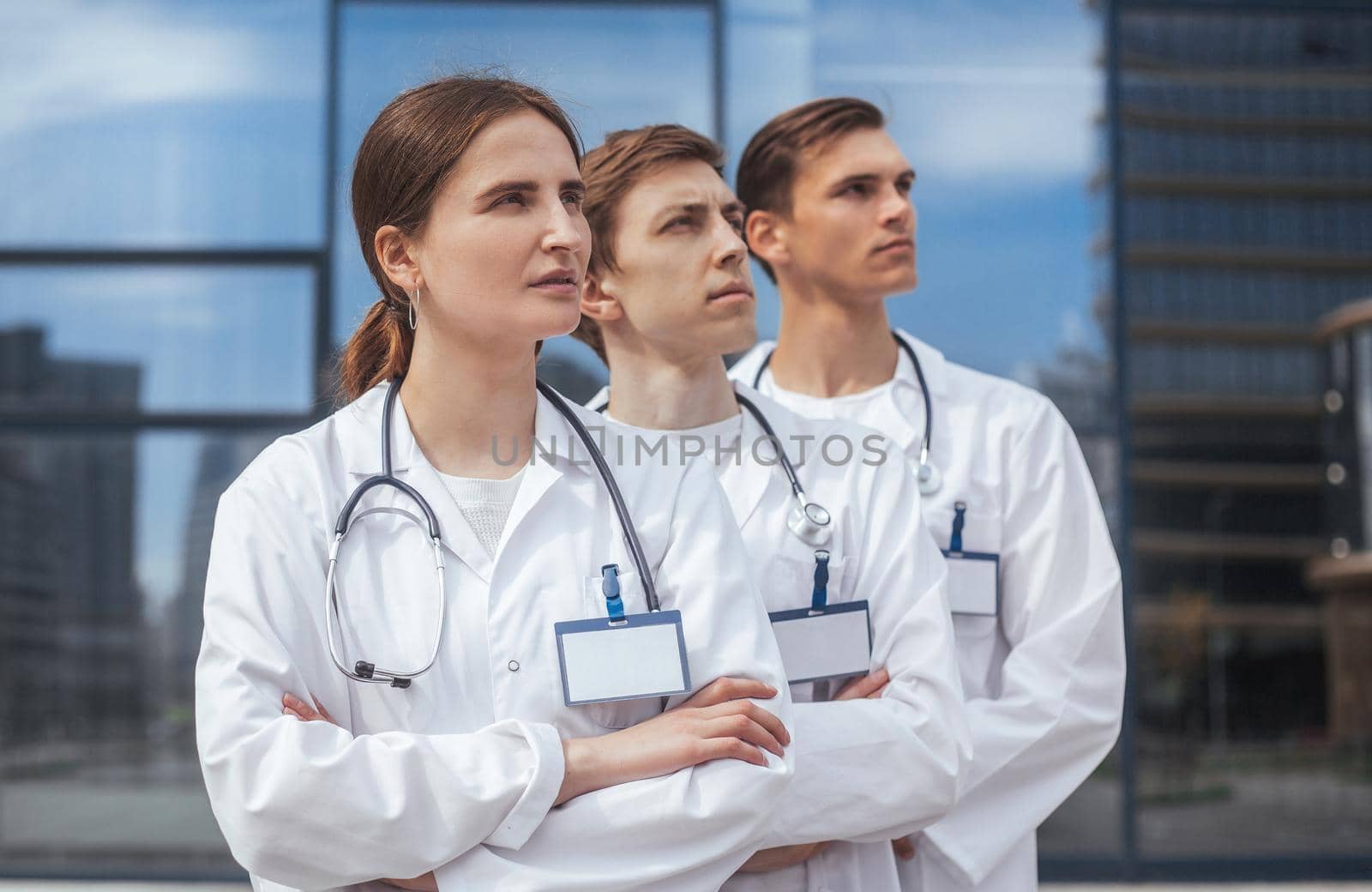 close up. a group of confident medical professionals standing in a row. concept of health protection.