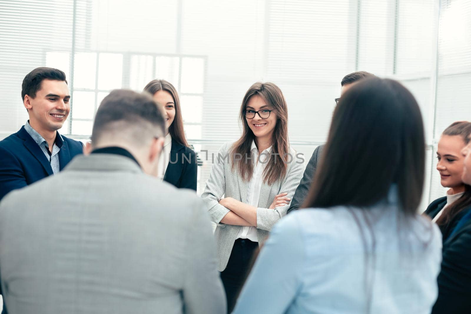 close up. a group of employees discussing new ideas. the concept of teamwork