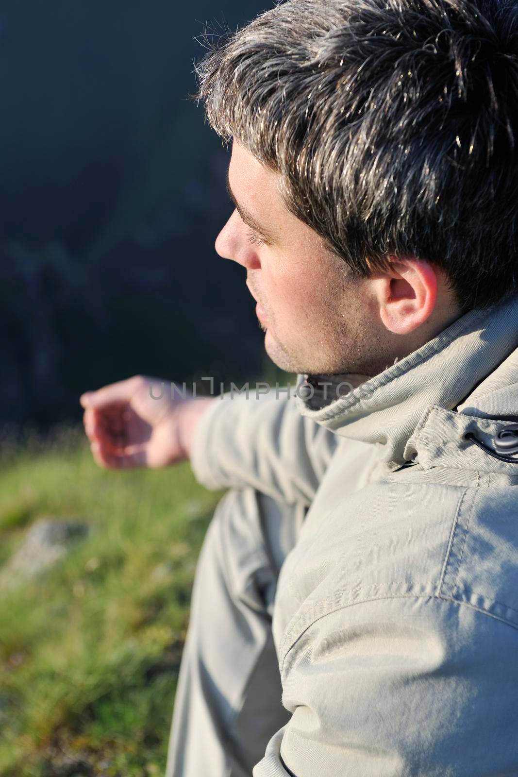 healthy young man practice youga in height mountain at early morning and sunrise