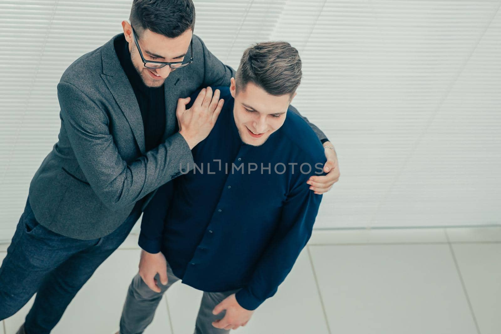 top view. Manager introducing a new employee. photo with a copy-space.