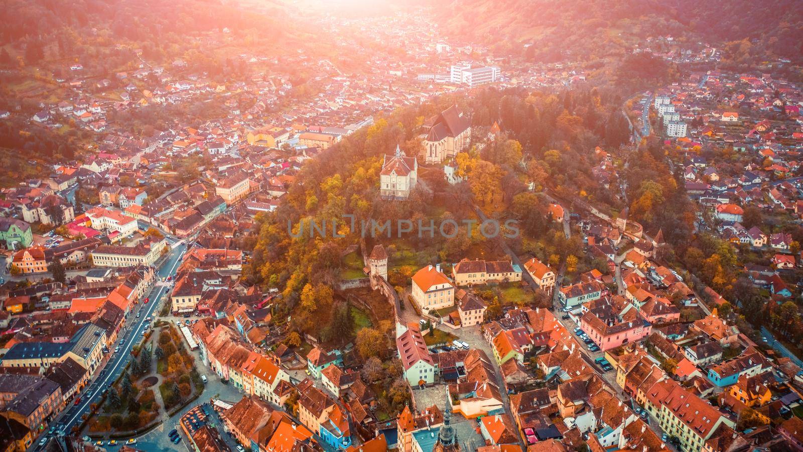 Top view of Sighisoara historic center