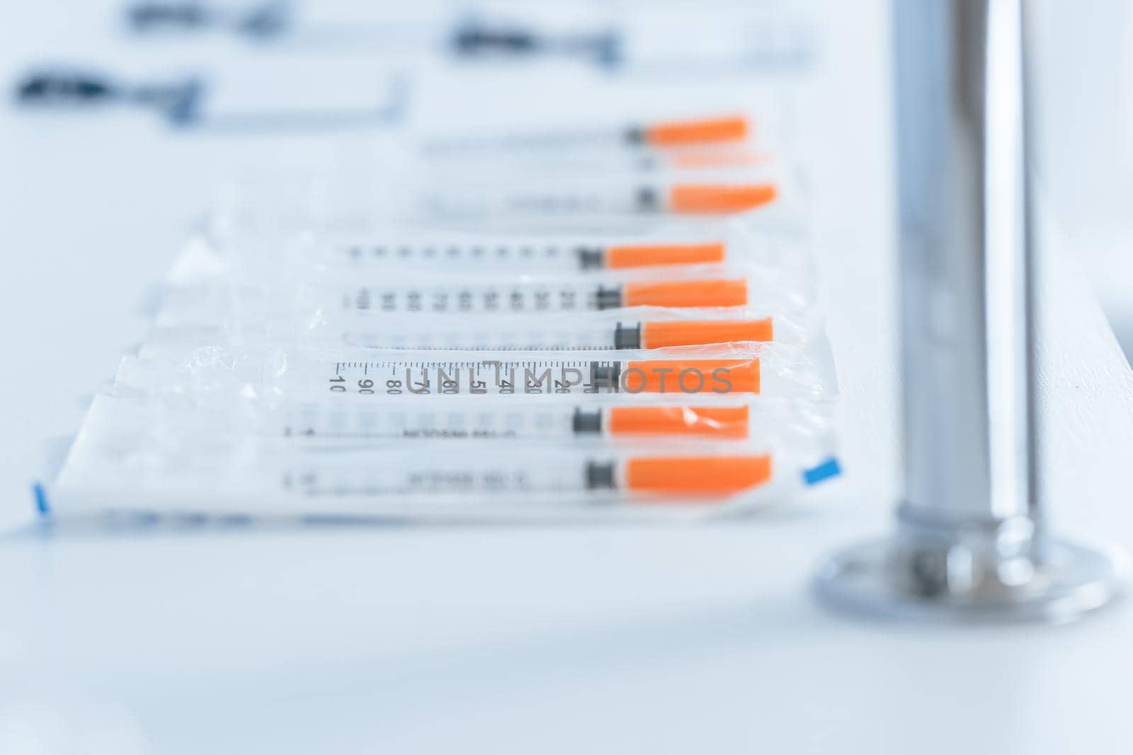 close up. tubes with test results on the lab table. photo with a copy-space.