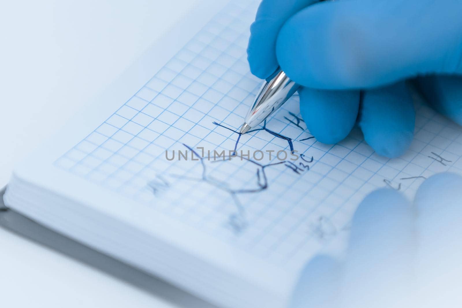 close up. microscope on the table in the laboratory for research of a new virus . photo with a copy-space.