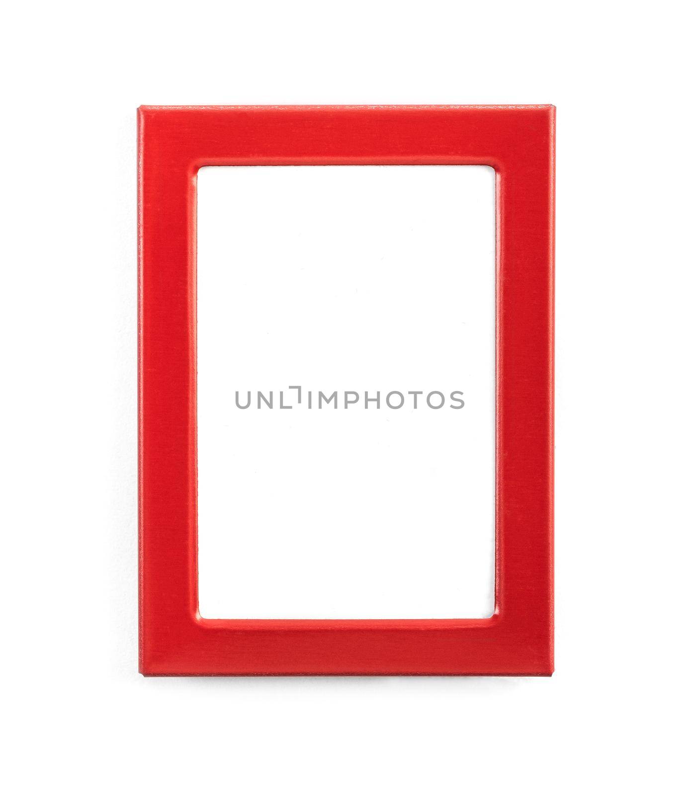 Empty red rectanglular frame isolated on white background