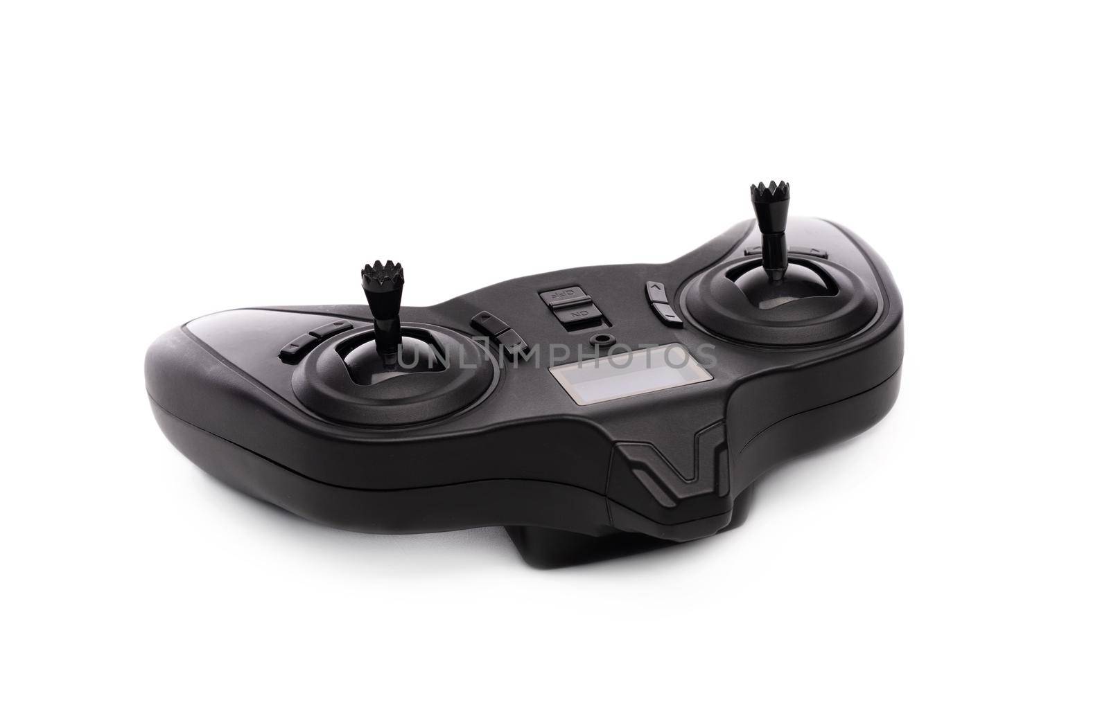 Black wireless joystick isolated on white background