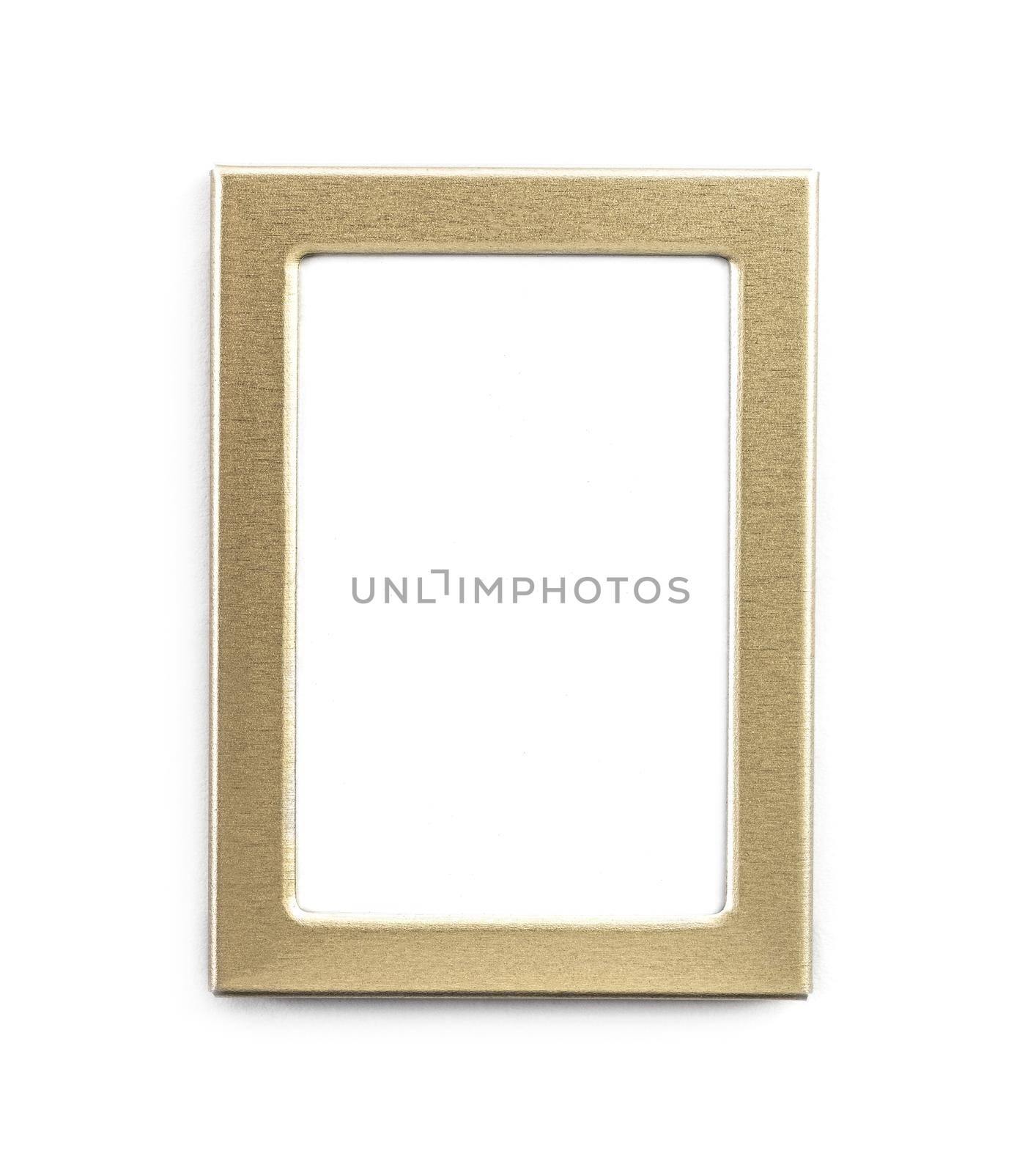 Empty gold rectanglular frame isolated on white background