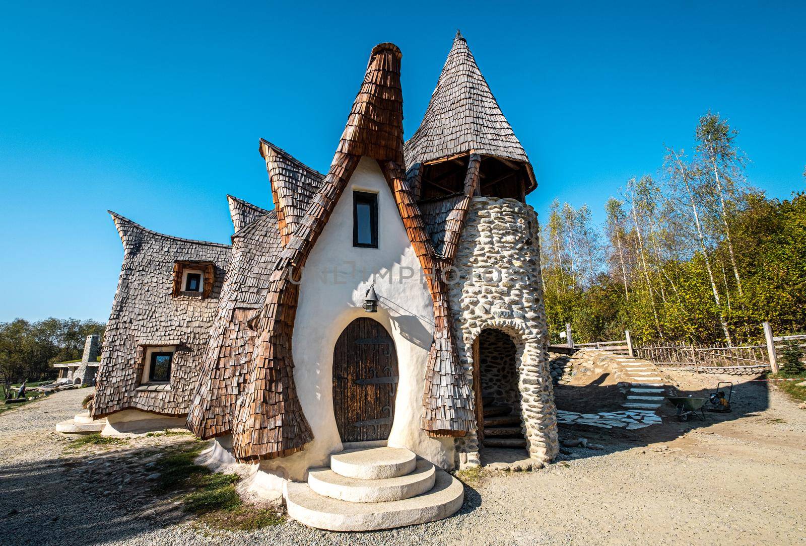 Sibiu, Romania - 28 october 2019: buildings in romanian Valley of Fairies