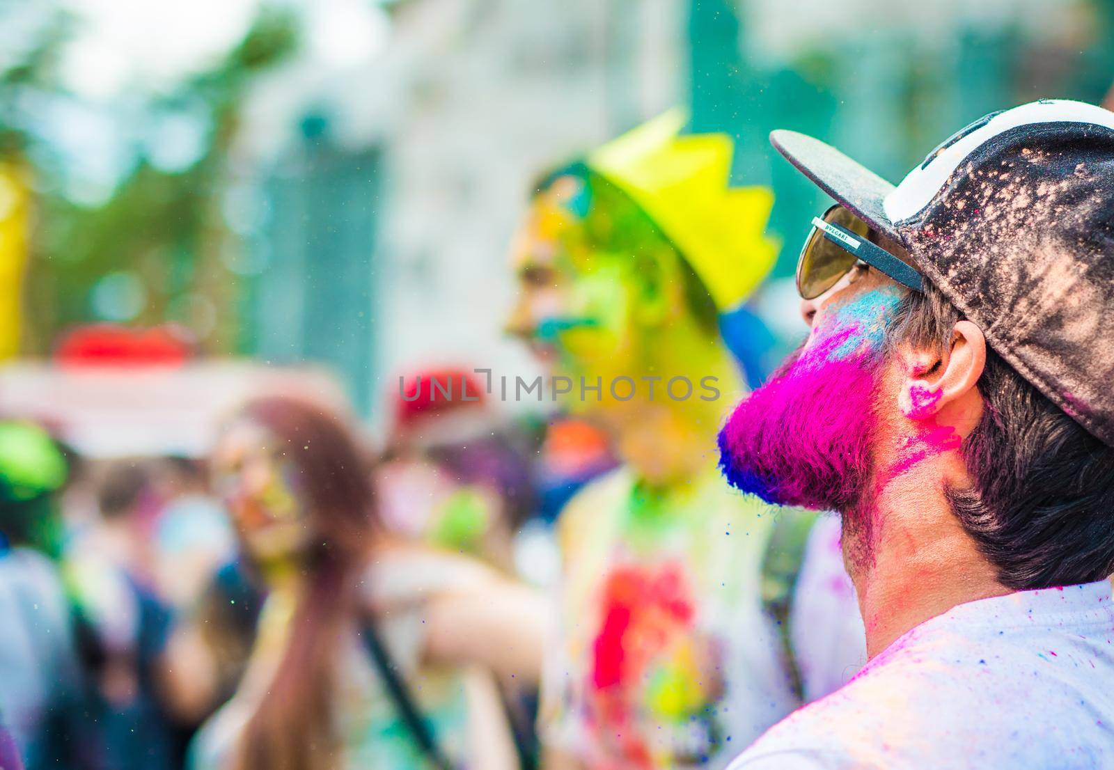 Khakiv, Ukraine - 19 May 2018: Holi color fest celebrating in Park