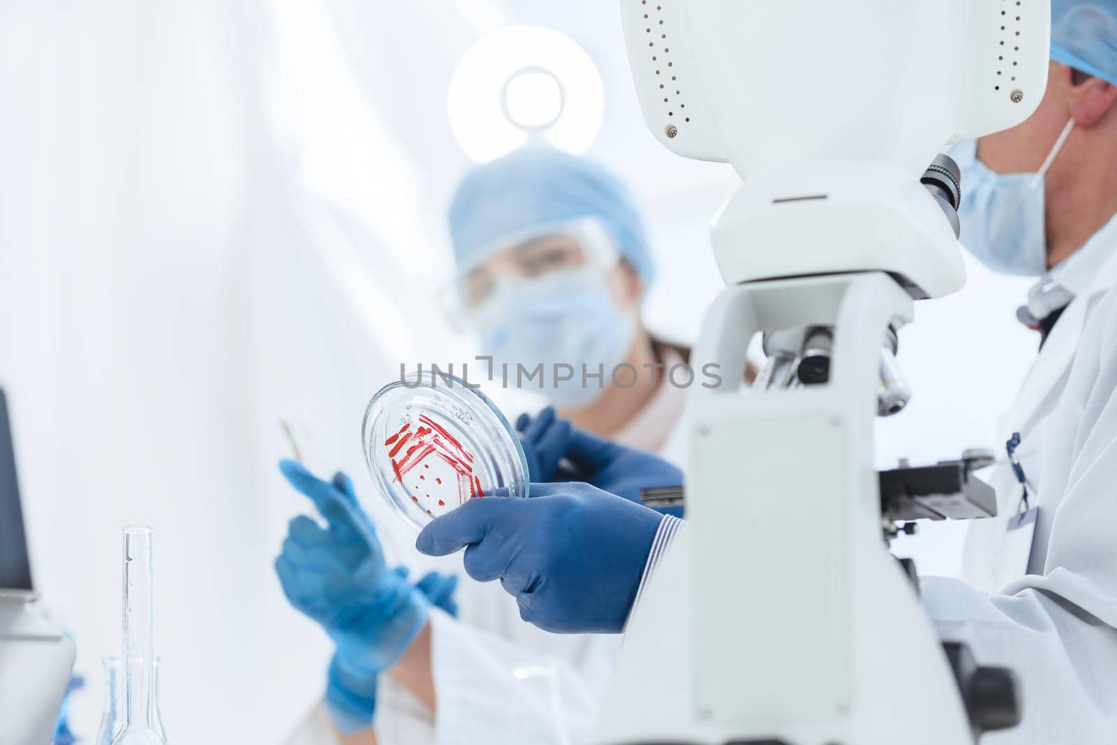 image of a female scientist conducting research in a biological laboratory . photo with a copy-space.