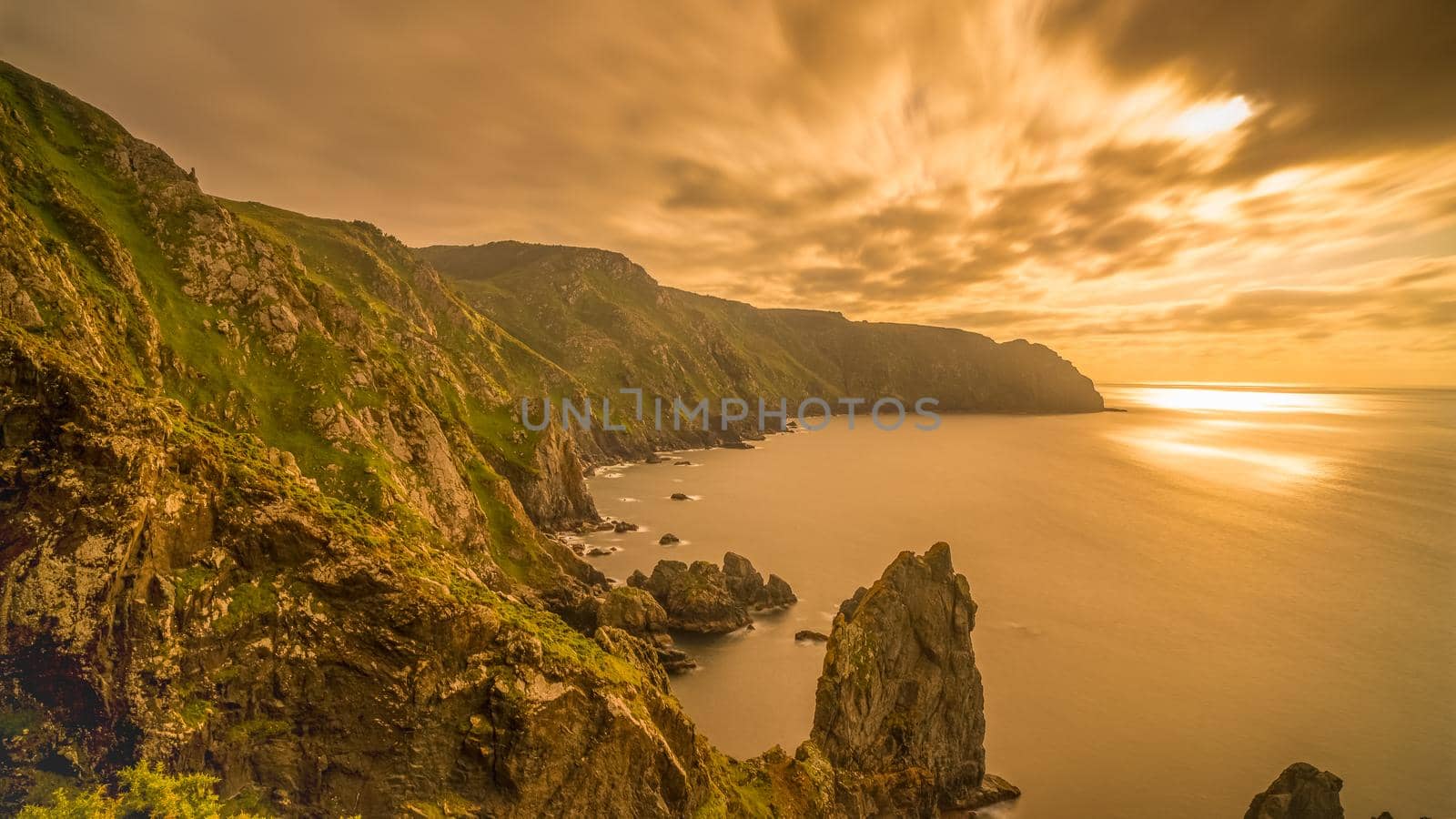 Panoramic view of cliffs near Cabo Ortegal in Galicia, Spain. by maramade