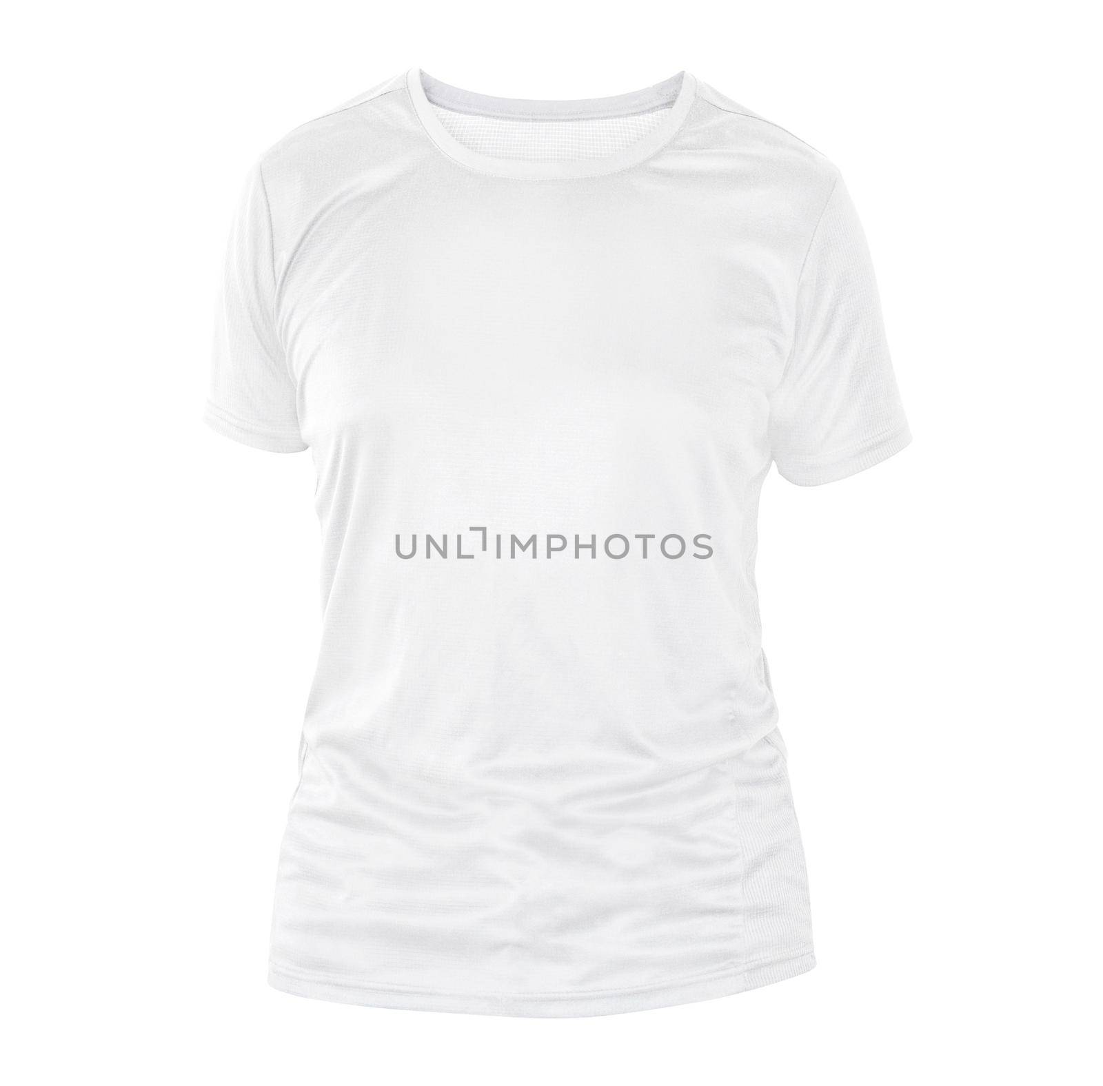 White t-shirt template on invisible mannequin isolated on a white background, for your design mockup