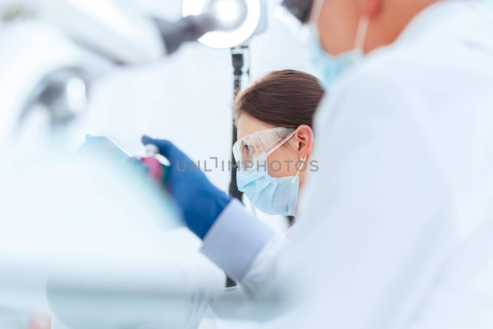 background image scientists conducting research in a medical laboratory. photo with a copy-space.