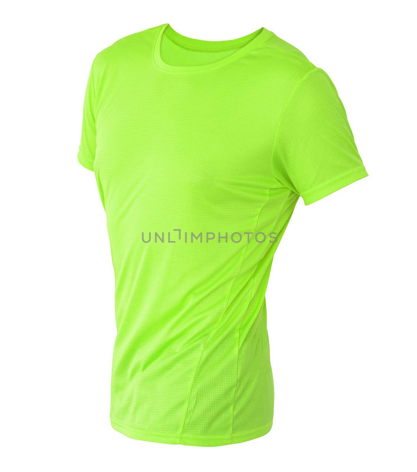 Lime green t-shirt template on invisible mannequin isolated on a white background, for your design mockup