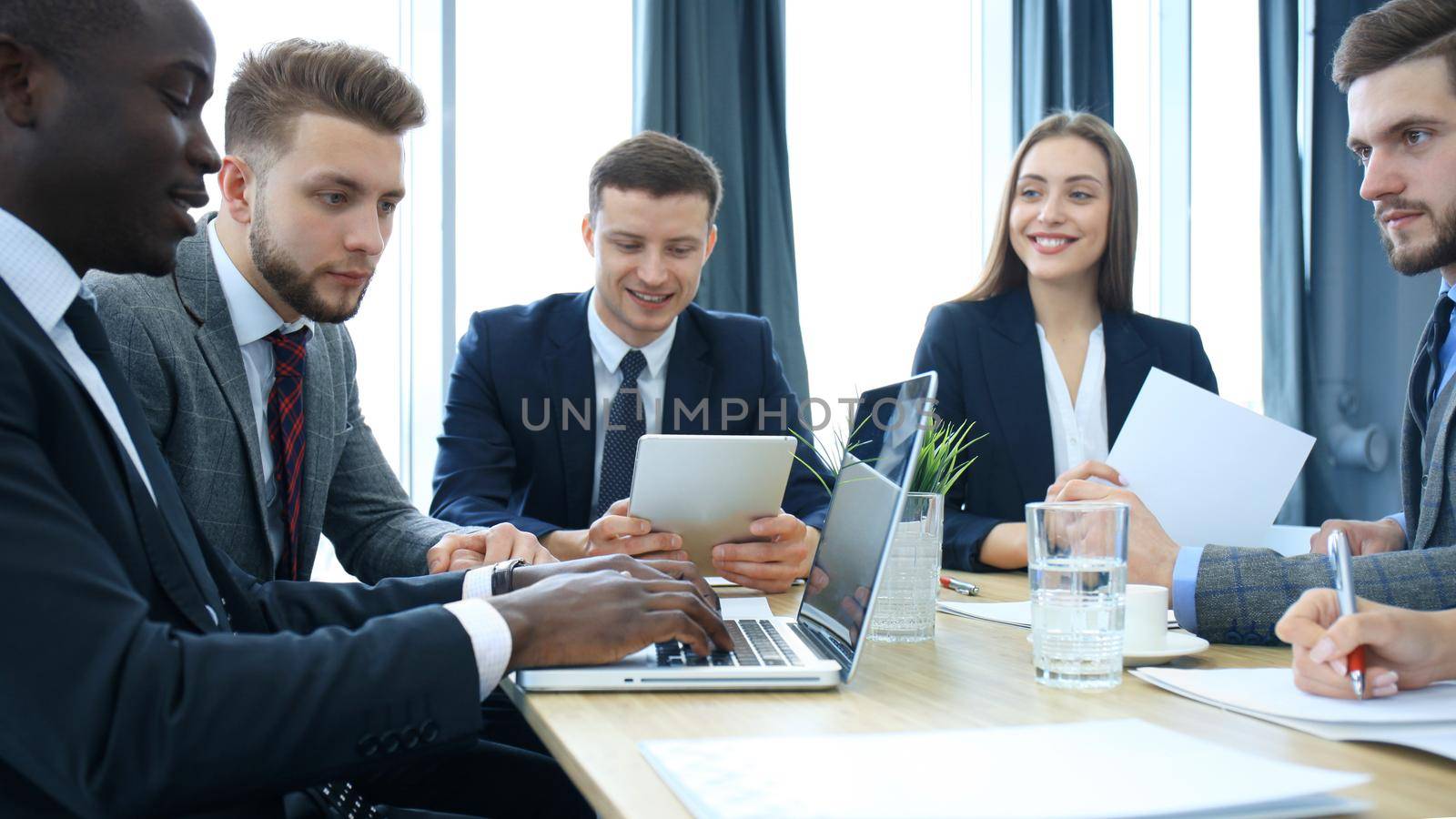 Group business people working together and brainstorming