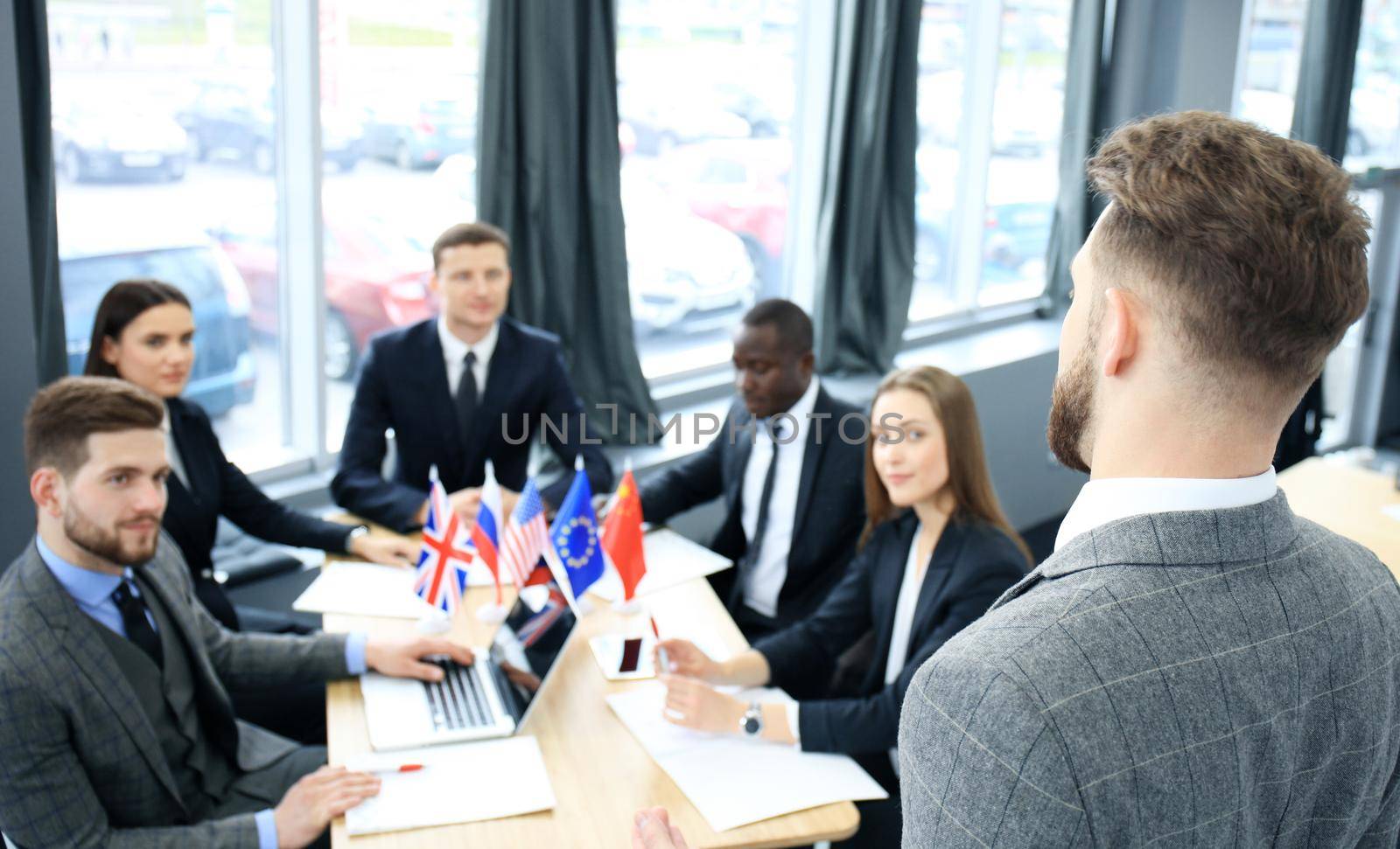 Speaker Presentation International Conference Partnership. Business woman