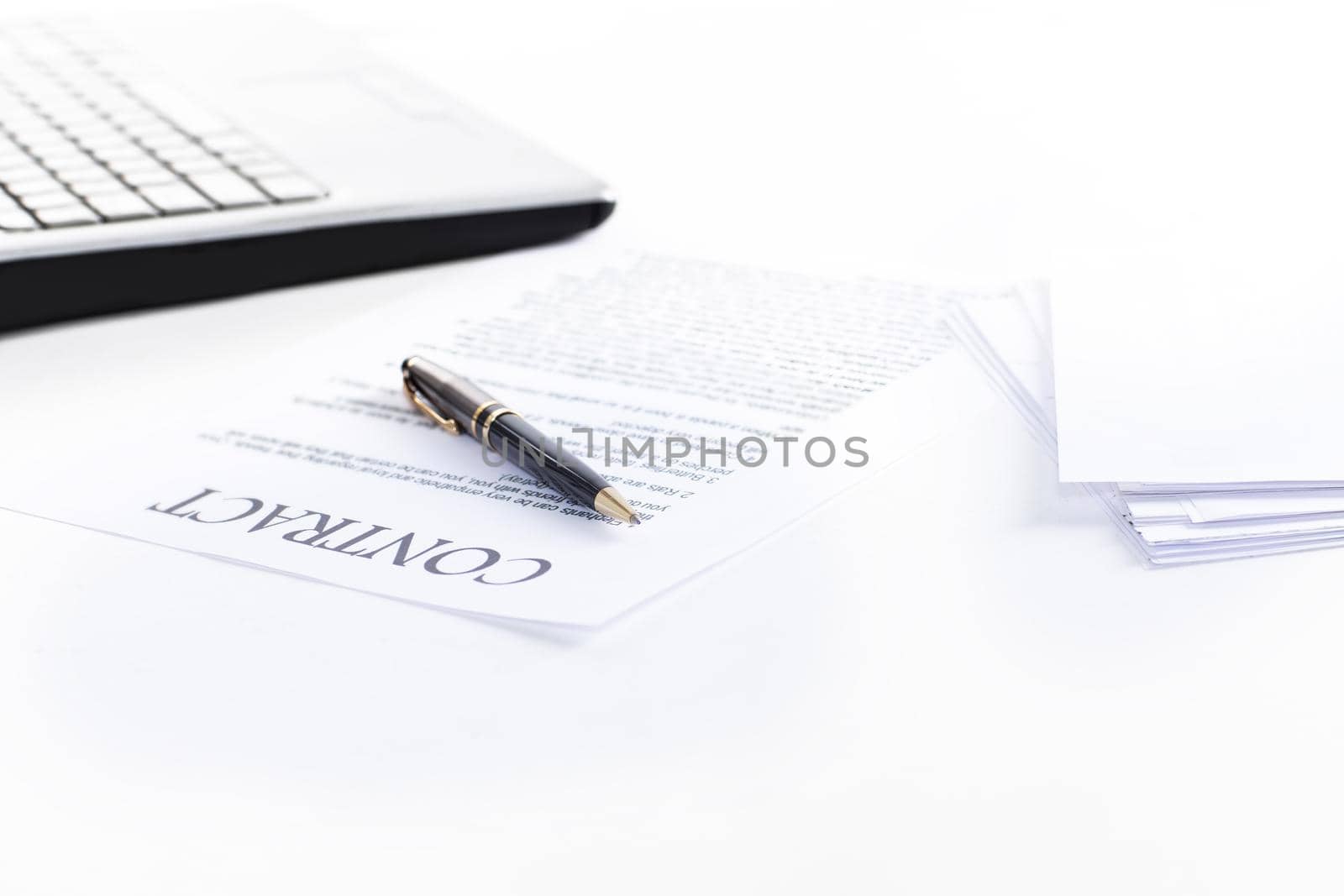 close up.pen and legal papers on the businessman's desktop.business concept