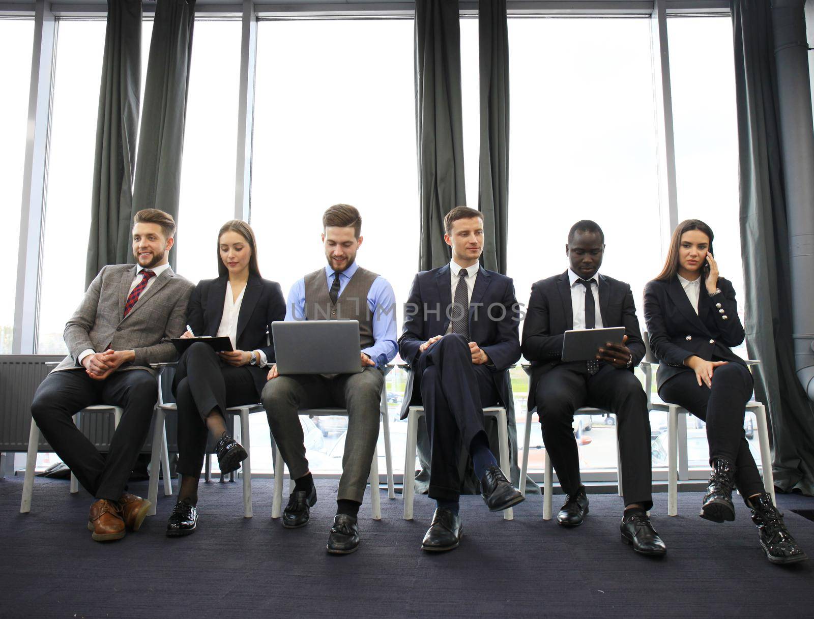 Stressful people waiting for job interview