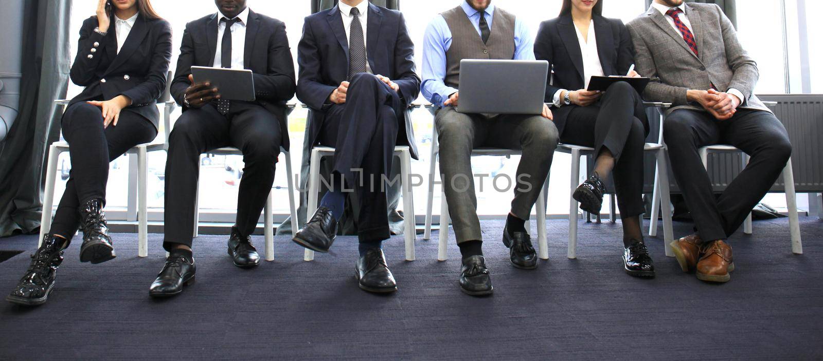 Stressful people waiting for job interview