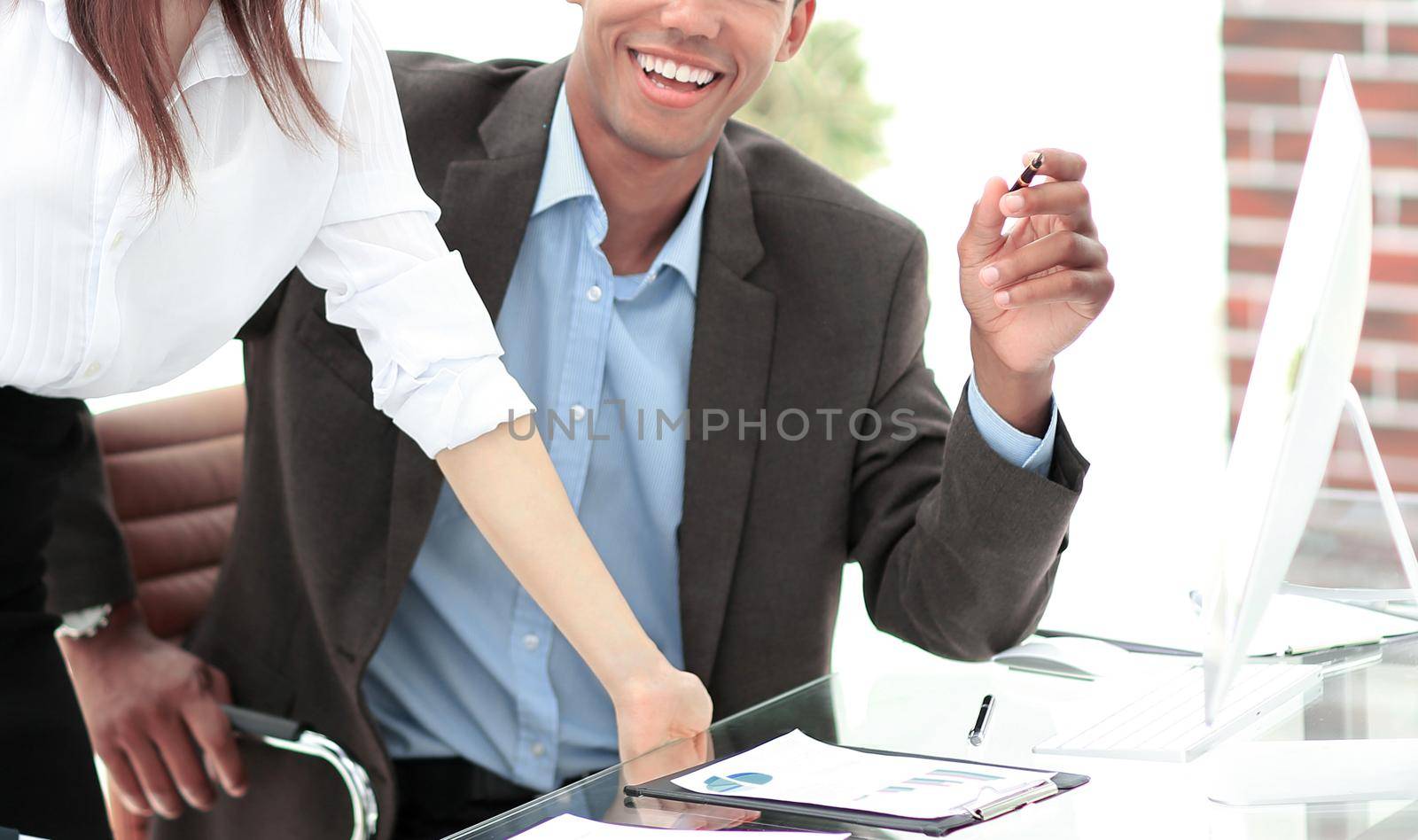 business team in the workplace in the office.photo with copy space