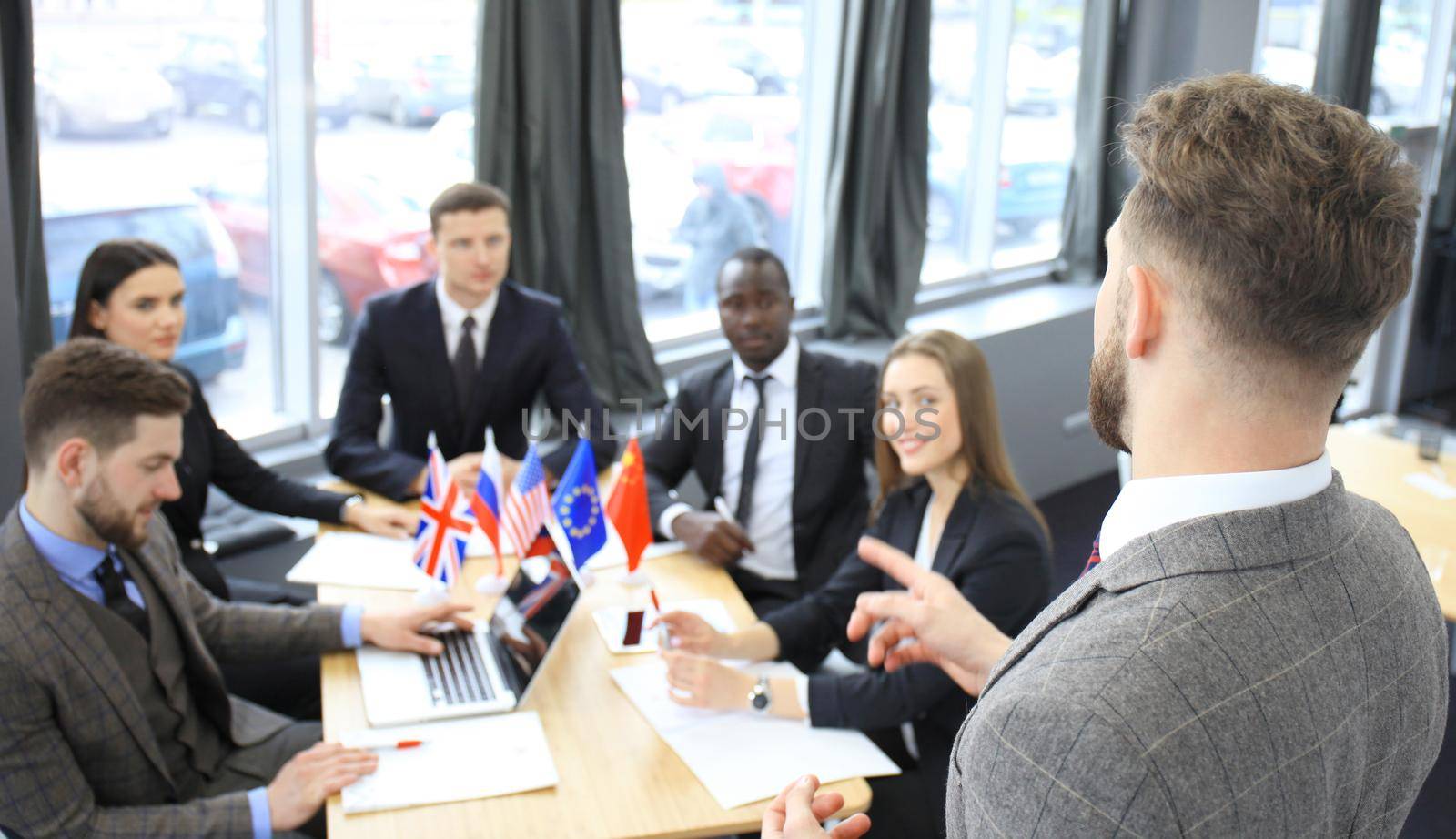 Speaker Presentation International Conference Partnership. Business woman