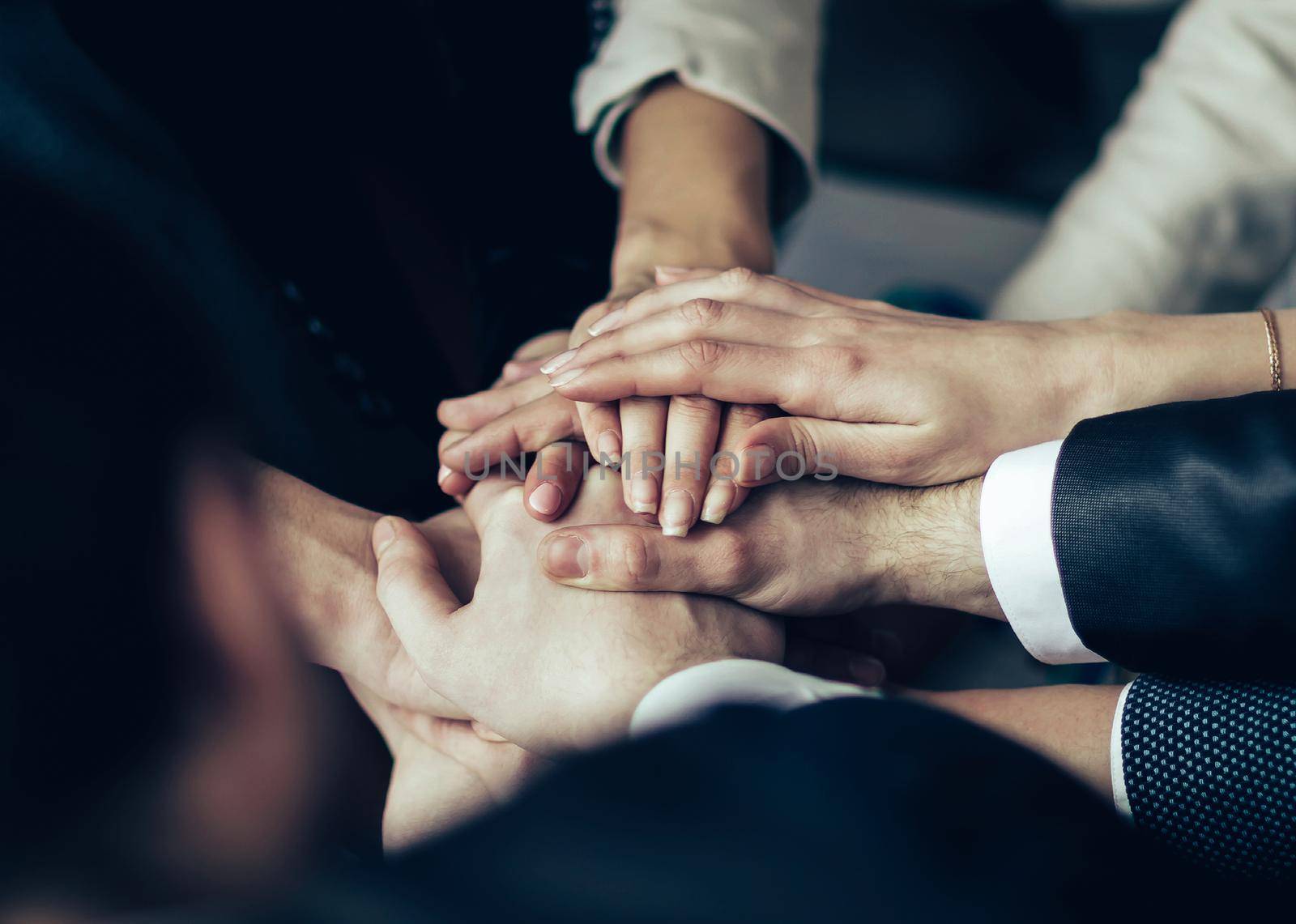 The conference of entrepreneurs. folding of hands together